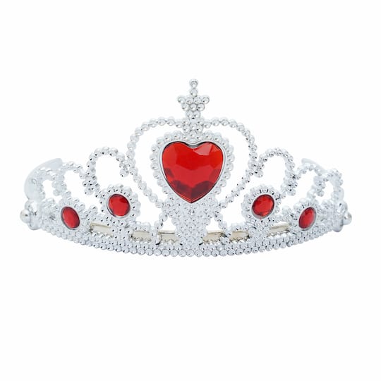 Adult Silver Plastic Costume Tiara with Gem
